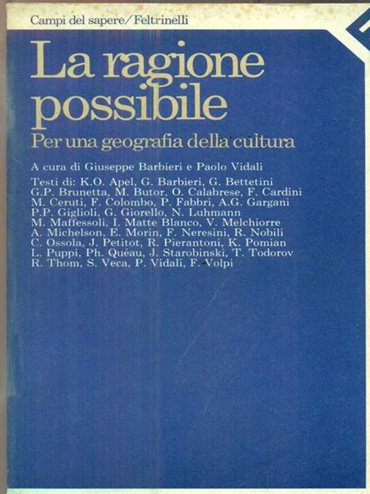 La ragione possibile. Per una geografia della cultura - copertina