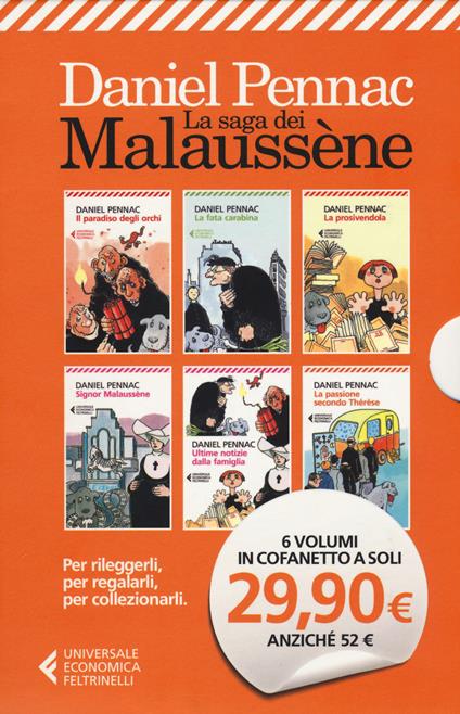 Il paradiso degli orchi-La fata carabina-La prosivendola-Signor Malaussène-Ultime notizie dalla famiglia-La passione secondo Thérèse - Daniel Pennac - copertina