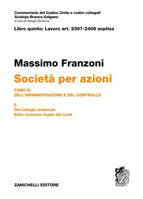 Art. 2397-2409 septies. Società per azioni - Massimo Franzoni - copertina