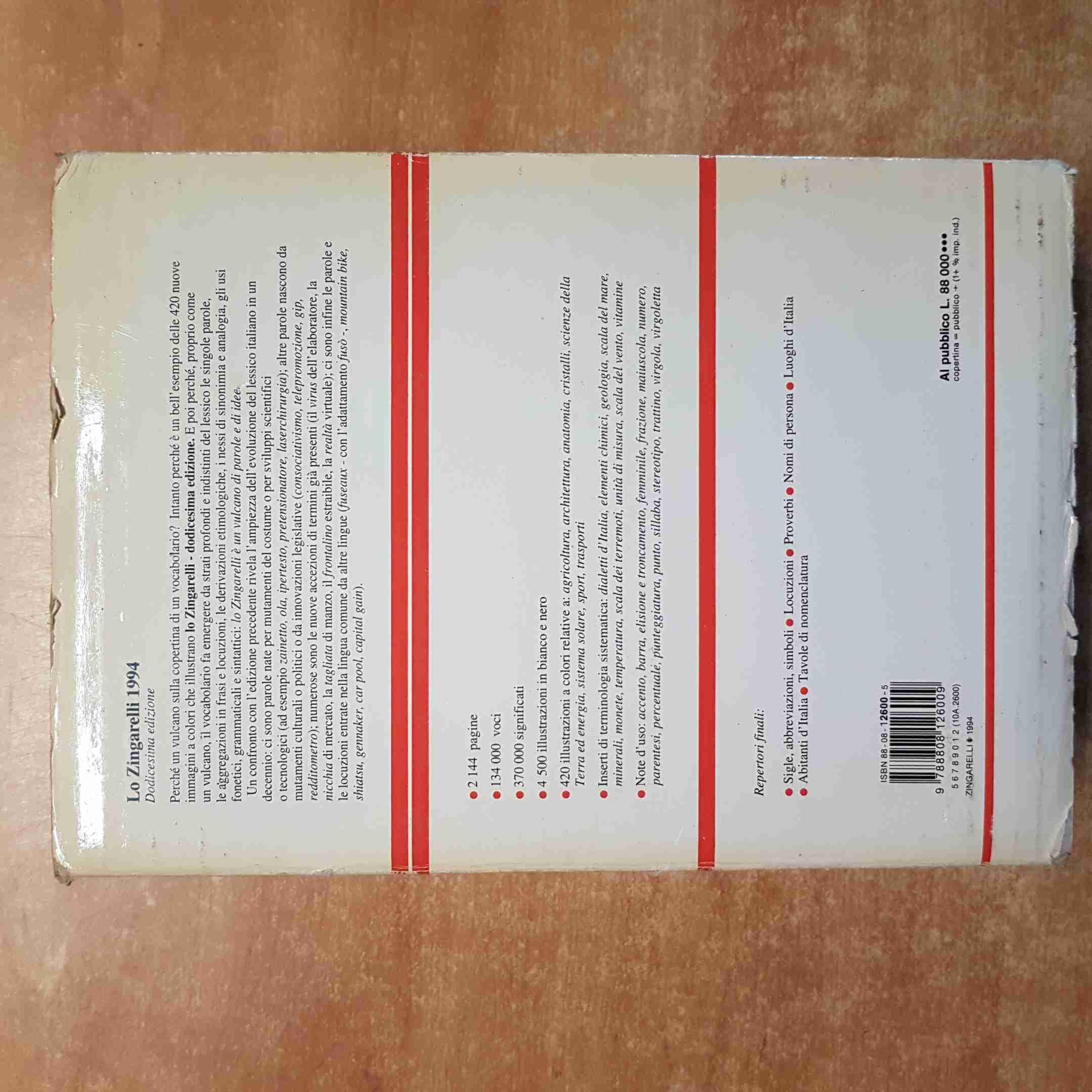 Lo zingarelli 1994. Vocabolario della lingua italiana