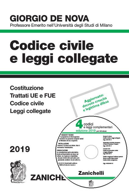 Codice civile e leggi collegate. Con CD-ROM - Giorgio De Nova - copertina
