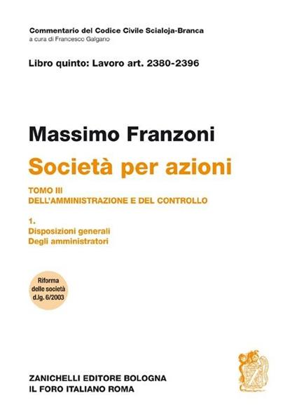 Società per azioni - Massimo Franzoni - copertina