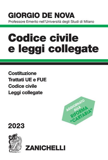 Codice civile e leggi collegate 2023 - Giorgio De Nova - copertina