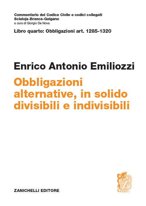 Art. 1285-1320. Obbligazioni alternative, in solido, divisibili e indivisibili - Enrico Antonio Emiliozzi - copertina
