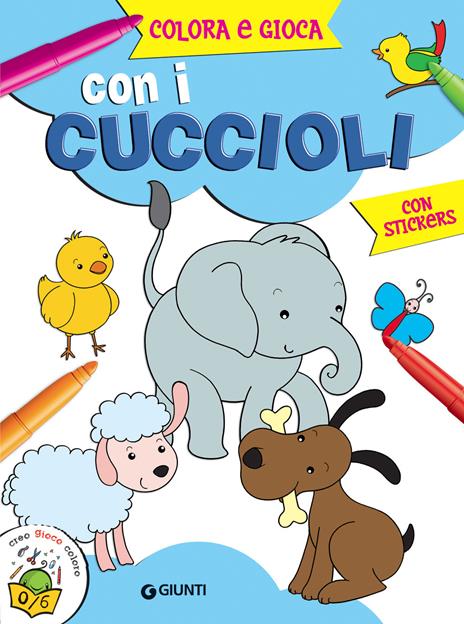 Colora e gioca con i cuccioli. Con adesivi - copertina