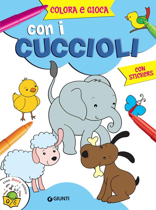 Colora e gioca con i cuccioli. Con adesivi - copertina