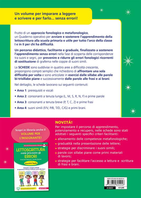 Lettoscrittura: come prevenire gli errori. Quaderno operativo - Claudio Gorrieri,Emanuela Siliprandi - 2