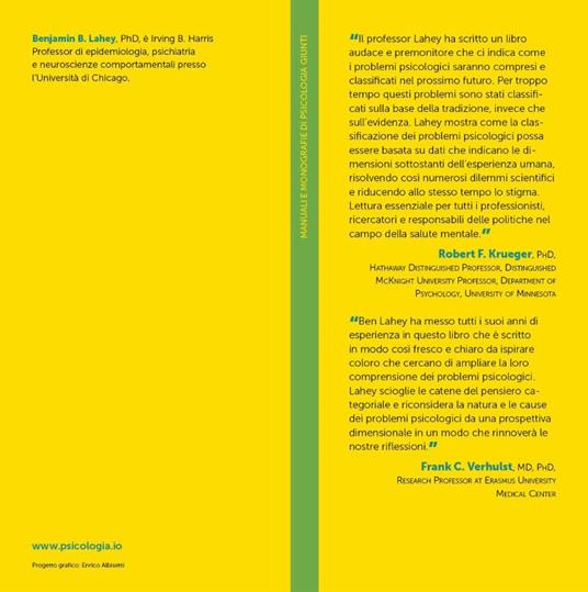 Il modello dimensionale in psicologia. Sostituire le categorie diagnostiche con un’alternativa maggiormente basata sulla scienza e meno stigmatizzante - Benjamin B. Lahey - 2