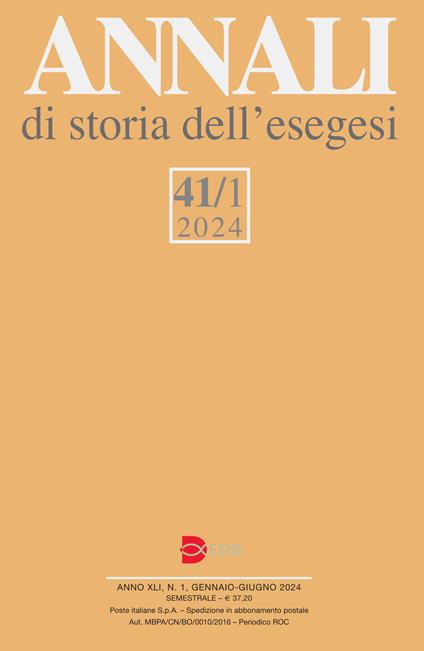Annali di storia dell'esegesi (2024). Vol. 41/1 - copertina