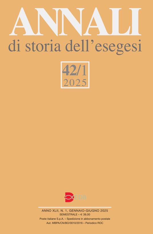 Annali di storia dell'esegesi (2025). Vol. 42/1 - copertina