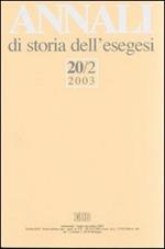 Annali di storia dell'esegesi (2003). Vol. 20/2