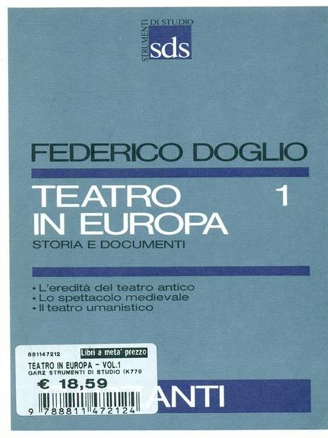 Teatro in Europa. Vol. 1 - Federico Doglio - copertina