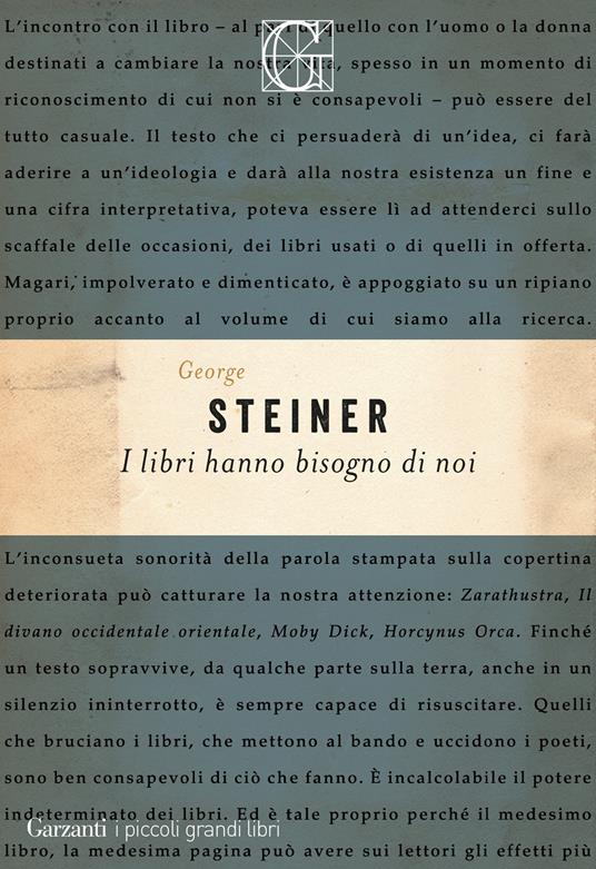 I libri hanno bisogno di noi - George Steiner - copertina