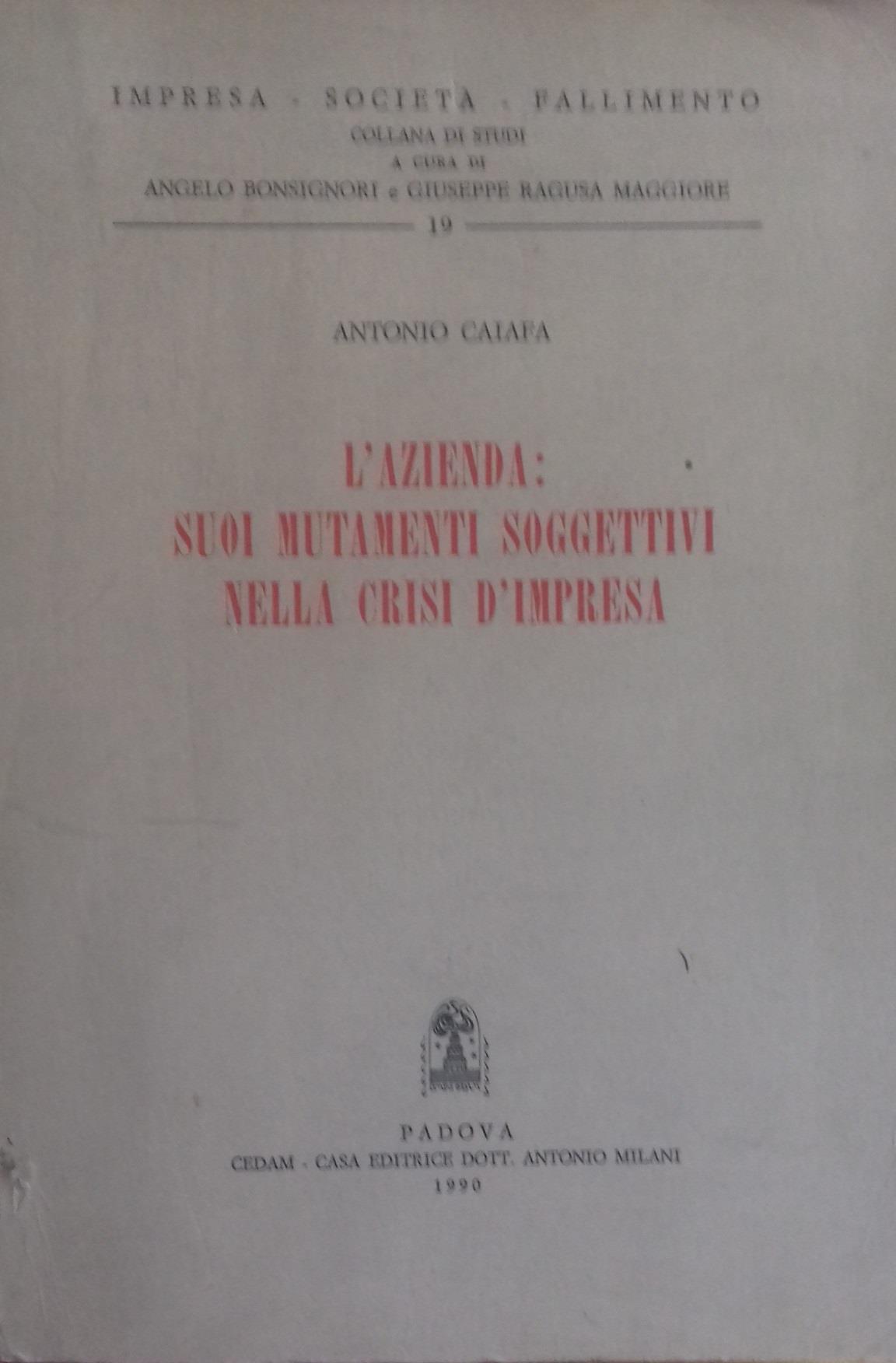 L'azienda: suoi mutamenti soggettivi nella crisi d'impresa