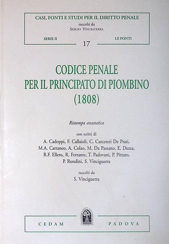 Codice penale per il principato di Piombino (rist. anast. 1808)