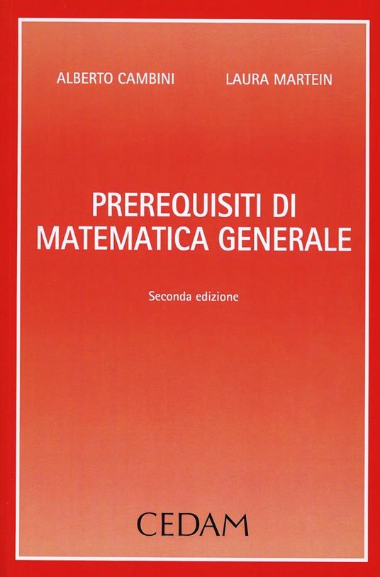 Prerequisiti di matematica generale - Alberto Cambini,Laura Martein - copertina