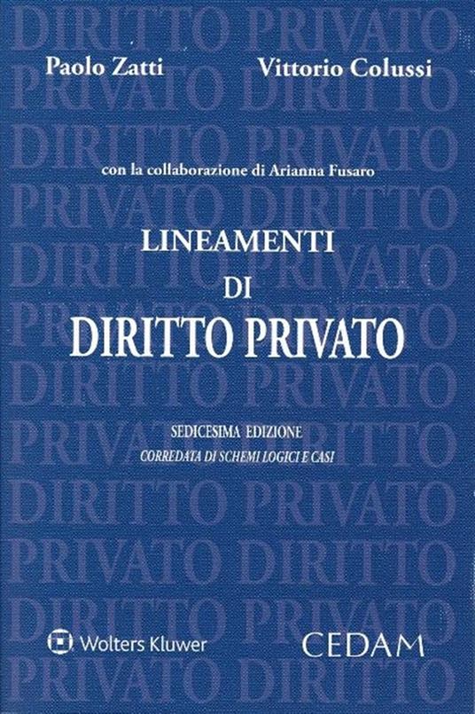 Lineamenti di diritto privato - Paolo Zatti,Vittorio Colussi - copertina