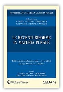 Recenti riforme in materia penale - copertina