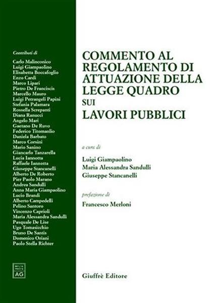 Commento al regolamento di attuazione della legge quadro sui lavori pubblici - copertina