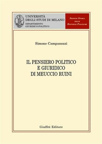 Il pensiero politico e giuridico di Meuccio Ruini - Simone Campanozzi - copertina