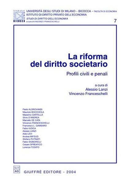La riforma del diritto societario. Profili civili e penali - copertina