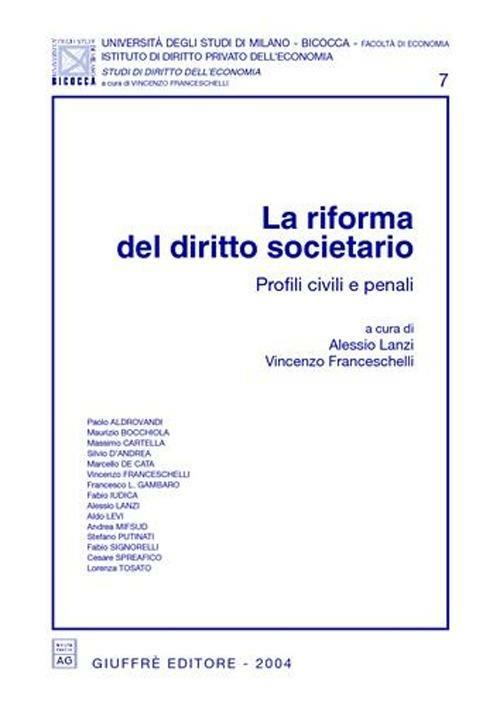 La riforma del diritto societario. Profili civili e penali - copertina