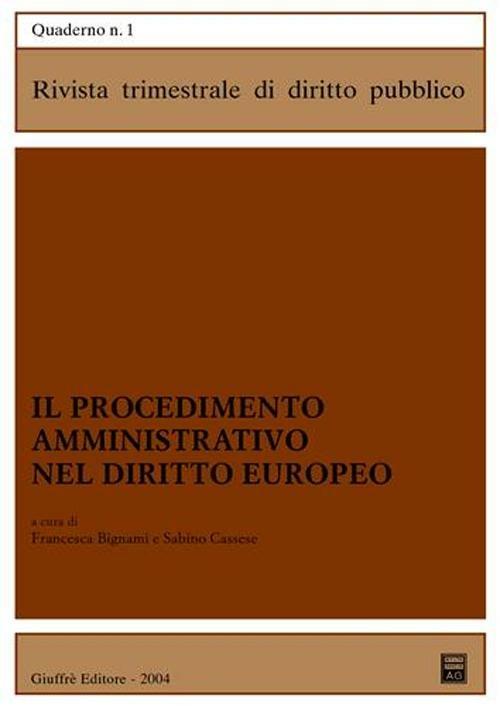 Il procedimento amministrativo nel diritto europeo - copertina