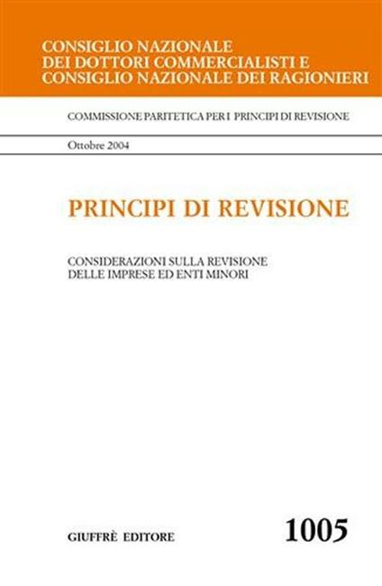 Principi di revisione. Documento 1005. Considerazioni sulla revisione delle imprese ed enti minori - copertina