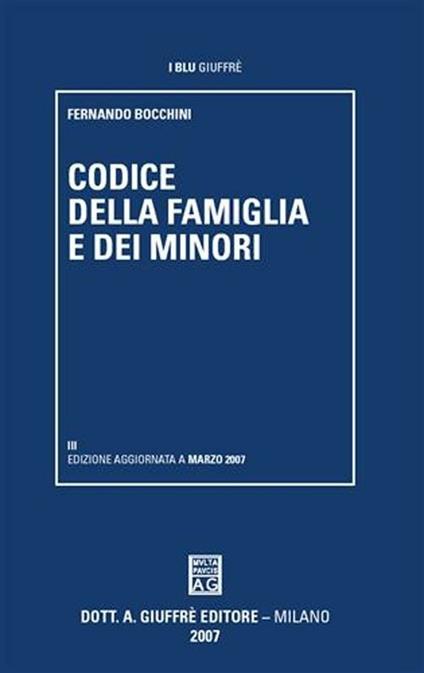 Codice della famiglia e dei minori - Fernando Bocchini - copertina