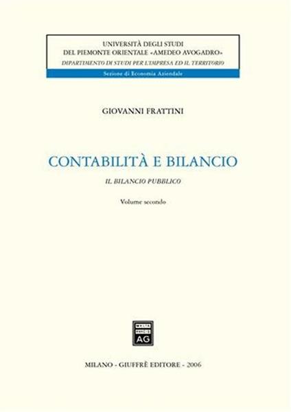 Contabilità e bilancio. Vol. 2: Il bilancio pubblico. - Giovanni Frattini - copertina
