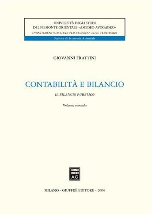 Contabilità e bilancio. Vol. 2: Il bilancio pubblico. - Giovanni Frattini - copertina
