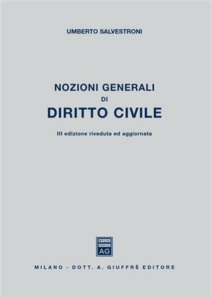 Nozioni generali di diritto civile - Umberto Salvestroni - copertina