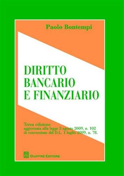 Diritto bancario e finanziario - Paolo Bontempi - copertina