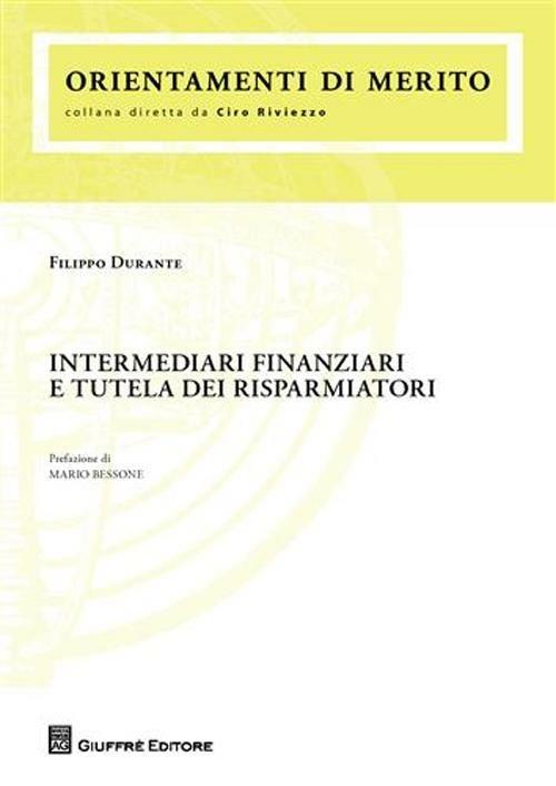 Intermediari finanziari e tutela dei risparmiatori - Filippo Durante - copertina