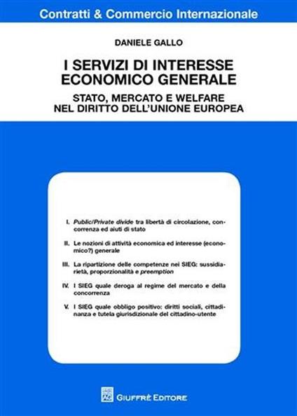 I servizi di interesse economico generale. Stato, mercato e welfare nel diritto dell'Unione europea - Daniele Gallo - copertina