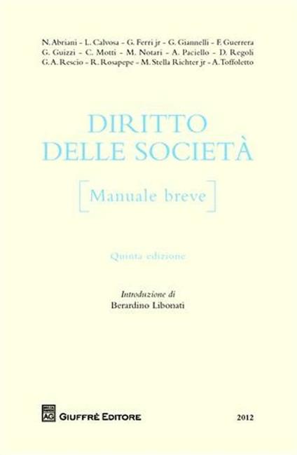 Diritto delle società. Manuale breve - copertina