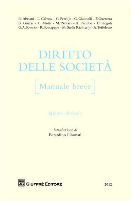 Diritto delle società. Manuale breve - copertina