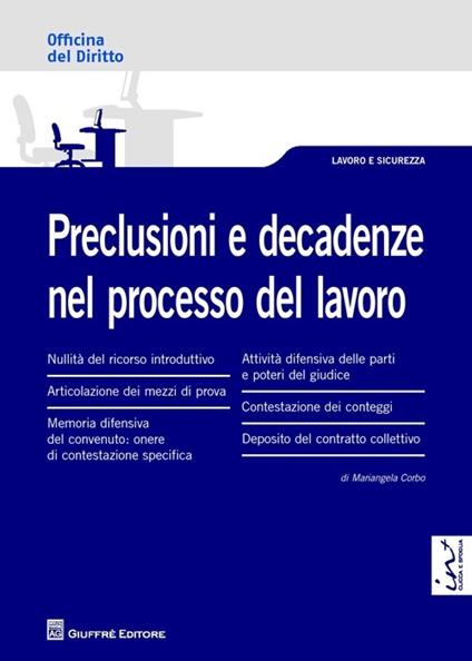 Preclusioni e decadenze nel processo del lavoro - Mariangela Corbo - copertina