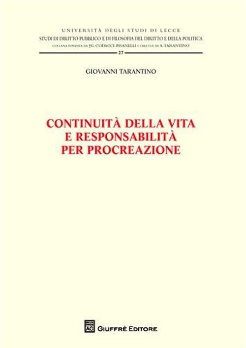 Continuità della vita e responsabilità - Giovanni Tarantino - copertina