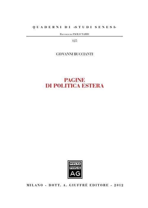 Pagine di politica estera - Giovanni Buccianti - copertina