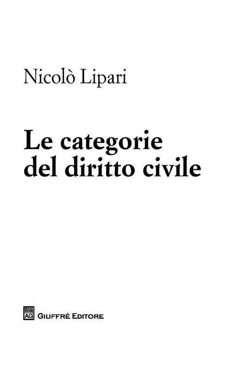 Le categorie del diritto civile - Nicolò Lipari - copertina