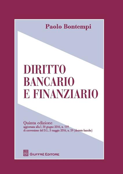 Diritto bancario e finanziario - Paolo Bontempi - copertina