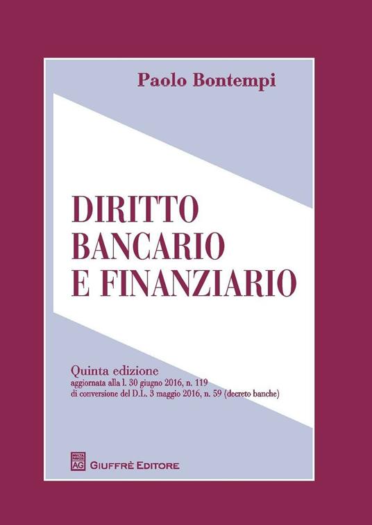 Diritto bancario e finanziario - Paolo Bontempi - copertina