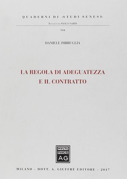 La regola di adeguatezza e il contratto - Daniele Imbruglia - copertina