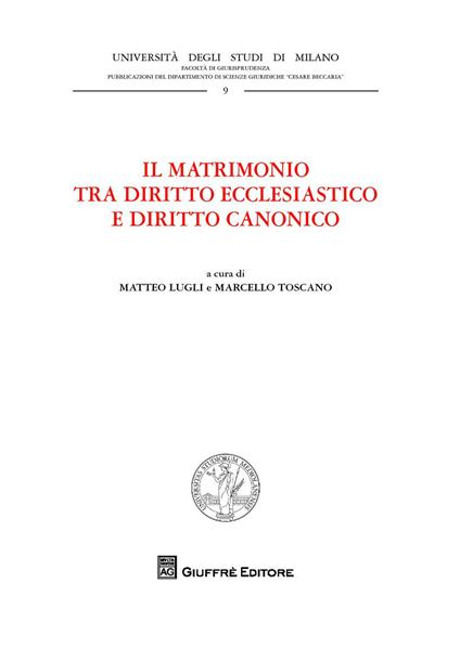 Il matrimonio tra diritto ecclesiastico e diritto canonico - copertina