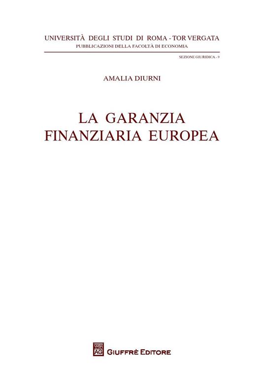 La garanzia finanziaria europea - Amalia Diurni - copertina