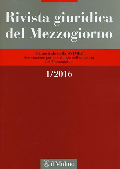 Rivista giuridica del Mezzogiorno (2016). Vol. 1 - copertina