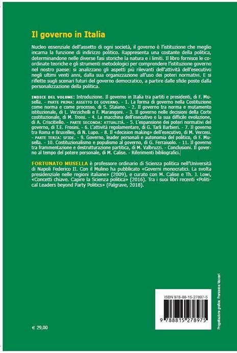 Il governo in Italia. Profili costituzionali e dinamiche politiche - 2