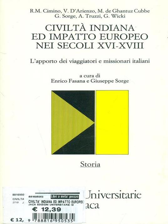 Civiltà indiana e impatto europeo nei secoli XVI-XVII. L'apporto dei viaggiatori e missionari italiani - copertina