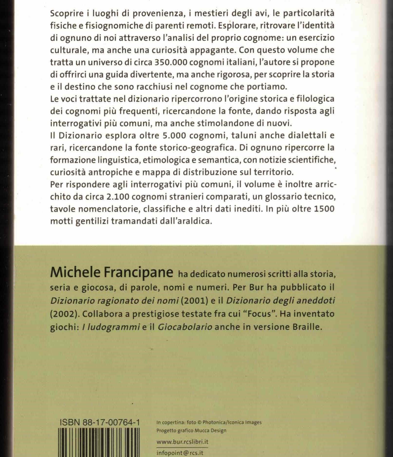 Dizionario ragionato dei cognomi italiani